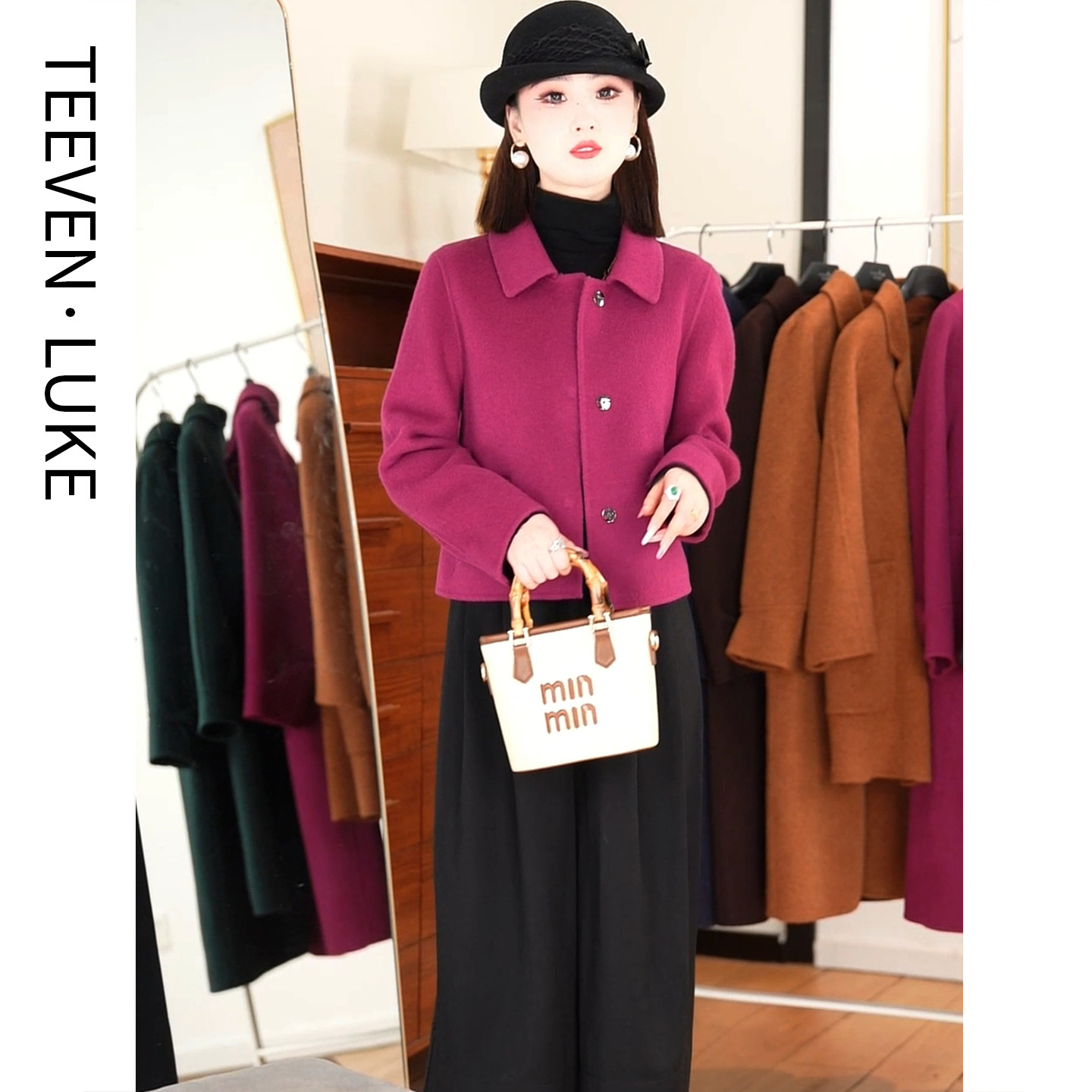 2025秋冬新款双面呢大衣女显瘦韩版外套妈妈短款羊毛呢气质小个子,淘宝优惠券,粉丝福利购,淘宝优惠卷