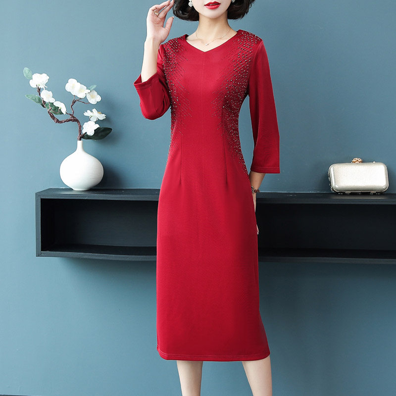 喜婆婆优雅气质婚宴新娘礼服连衣裙女2021秋季新款年轻妈妈敬酒服