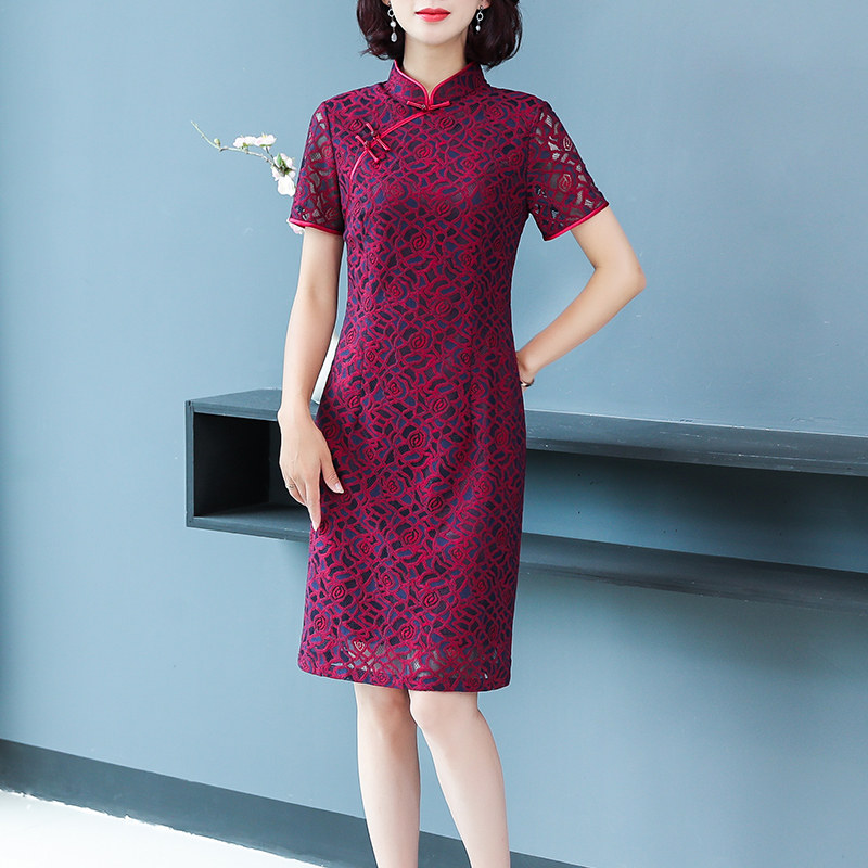 夏装2020款改良中老年女装旗袍裙 迪芬璐嘉旗袍