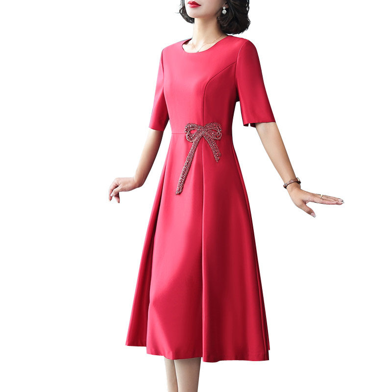 喜婆婆婚宴礼服年轻妈妈连衣裙女2021秋季新款高贵优雅结婚敬酒服