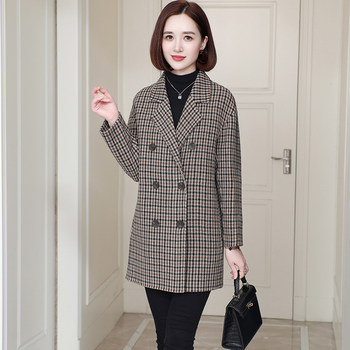 2023 New Wool Double-sided Woolen Coat Women Middle-aged Mother Korean Style Woolen Suit Jacket Women Small People Autumn and Winter