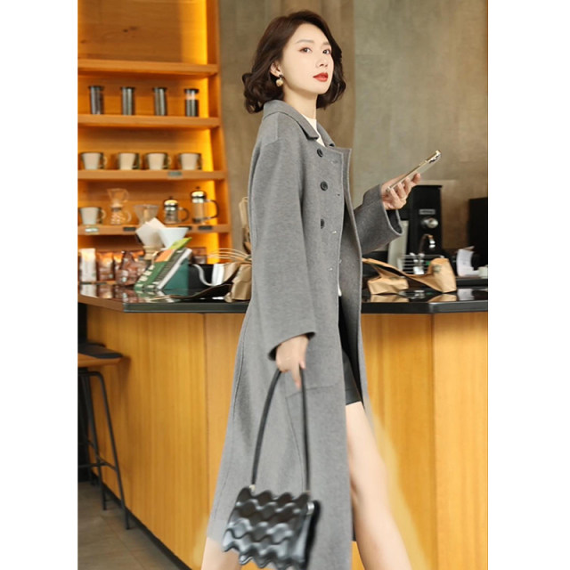 2023流行双面呢大衣女双面呢长款毛呢新款羊毛外套气质妈妈百搭