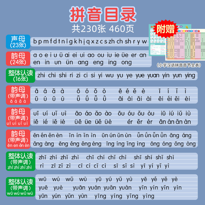 汉语拼音卡片幼小衔接字母识字卡片全套一年级幼儿园学前儿童用-图3