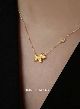 [马上有钱]新年小马项链女s925纯银 马年本命年锁骨链高级感轻奢