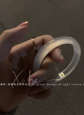 【官方质检】高冰透白月光玉手镯