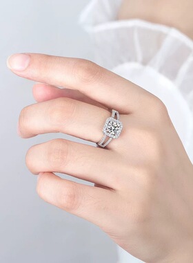 新款豪华一克拉园包微镶锆石指环欧美时尚宴会超闪仙女百搭首饰女