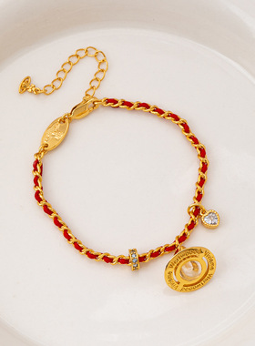 直播爆款太后立体小土星吊坠红绳手链 轻奢小众马年本命年手饰