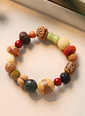 天然植物种子果实手串菩提多宝十八籽新中式国风手链男女配饰