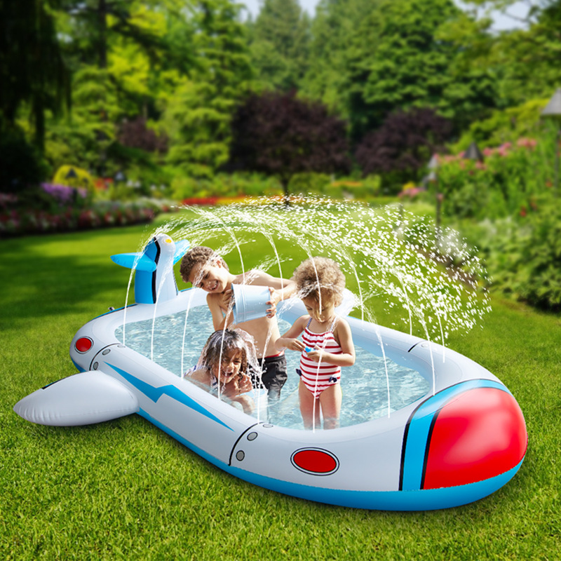 儿童喷水池夏季玩水戏水垫户外草坪水上玩具海洋球充气PVC戏水池 - 图0