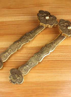 仿古色福禄寿铜如意摆件