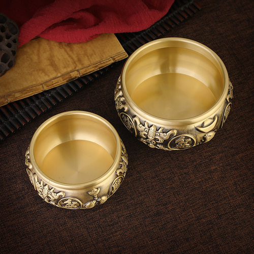 纯铜聚宝盆招财摆件中式家用客厅玄关装饰品工艺品大号礼品存钱罐_虎窝淘