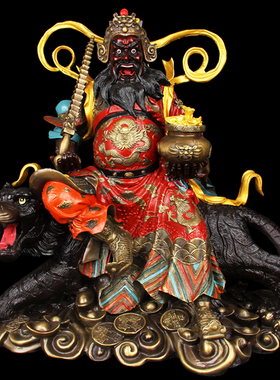赵公明摆件黄铜财神骑虎像武财神