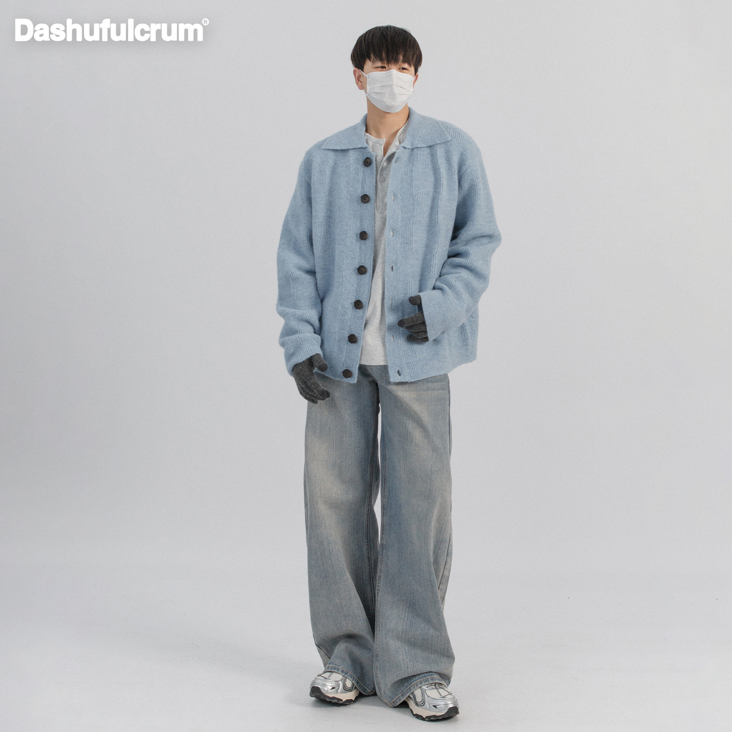 Dashufulcrum日系复古含羊毛棋盘格开衫毛衣男女秋慵懒软糯针织衫 - 图3