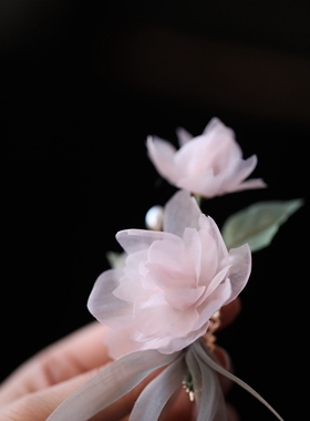 古风仙美真丝烫花发饰发夹
