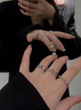 镂空爱心套装戒指女轻奢气质小众设计感指环ins风个性简约食指戒