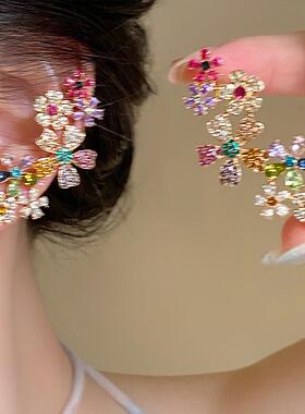 韩系多巴胺彩色花朵项链精致个性时尚气质锁骨链轻奢百搭复古项链