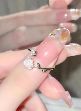 蝴蝶结戒指女小众设计指环法式开口可调节食指戒百搭情侣手饰