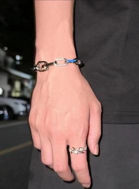 闪电银色嘻哈戒指开口可调节小众设计送闺蜜女友礼物潮流情侣新款