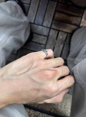 简约小众设计绿色滴油气质戒指女个性轻奢时尚新中式食指尾戒配饰