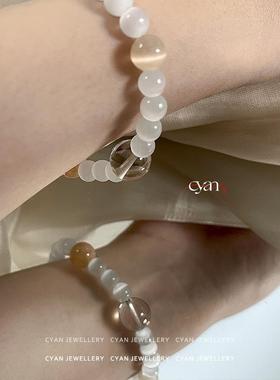 《芒种》CYAN二十四节气手串 原创新中式显白清透猫眼石手串配饰