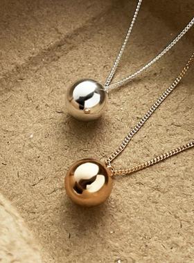 沉甸甸的韩国博主同款小众设计实心圆球长项链女气质大银球毛衣链