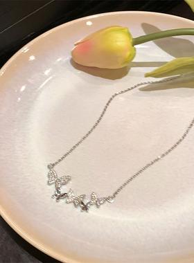 锆石蝴蝶项链女夏通勤精致小众设计感2023新款时尚百搭日韩ins风