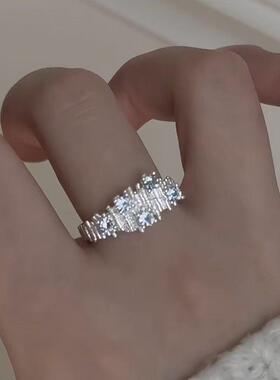 甜美蓝色不规则戒指女优雅轻奢时尚百搭开口指环ins风食指戒设计