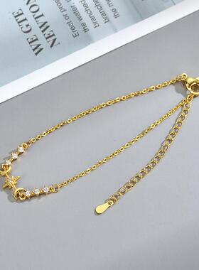 新款跨境星月镶锆石手链女韩版小众设计简约细链手环INS叠戴手饰