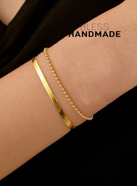 不掉色进口14K包金柔软刀片手链