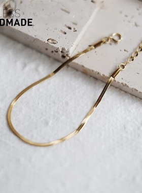 不掉色进口14K包金柔软刀片手链