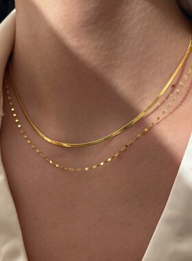 含金量5%14K金色刀片蛇骨项链