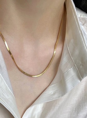 高级版丝滑14K金色刀片蛇骨项链