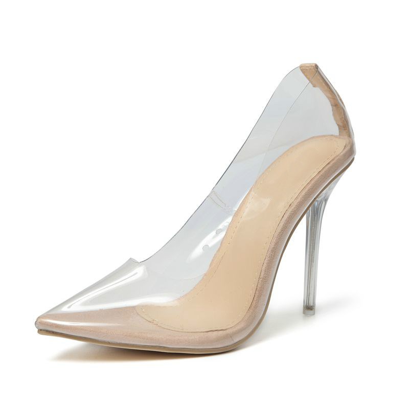Crystal thin heels sexy pumps pointed toed  浅口细超高跟单鞋 - 图3