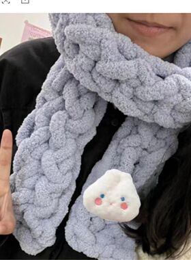 手指帕恰狗围巾手工编织团手织diy拇指毛线自制围脖 送男女朋友