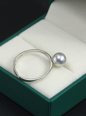 简单光面单圈珍珠戒指开口空托