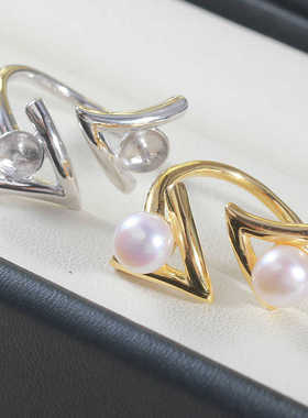 S925纯银开口设计DIY戒指空托