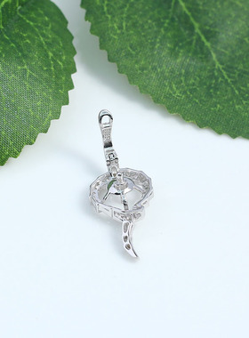 S925纯银蛇形扣子款珍珠吊坠空托