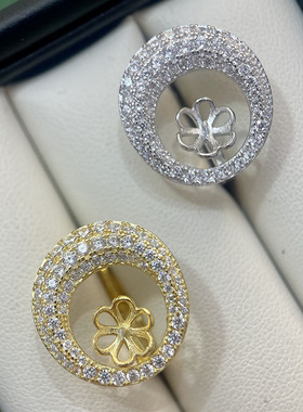 S925纯银闪耀精镶锆石珍珠戒指