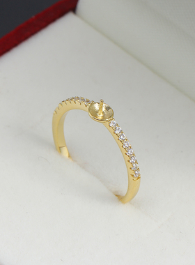 单圈微镶锆简单精致款珍珠戒指