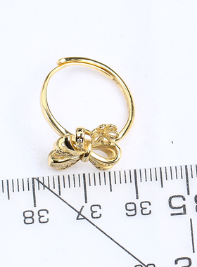 纯银蝴蝶结珍珠戒指空托