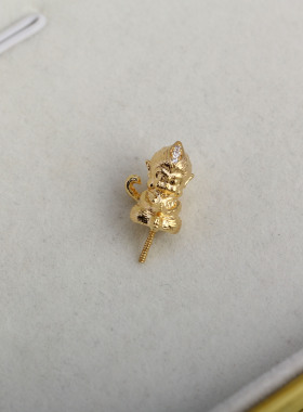 DIY珍珠配件 S925纯银灵猴坐禅款吊坠空托精致高级感 配10-12mm