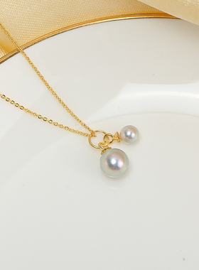 S925纯银羊眼钉双珠吊坠头配件