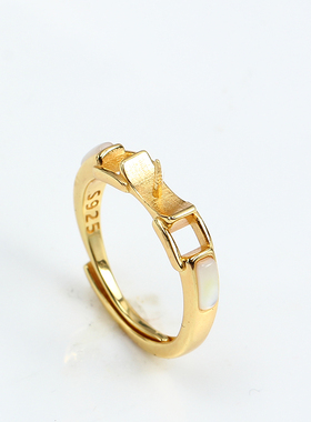 贝母简单精致款珍珠戒指开口空托