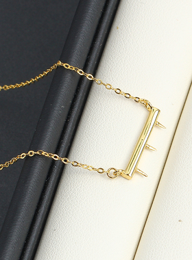 微镶多珠平衡木珍珠项链吊坠空托