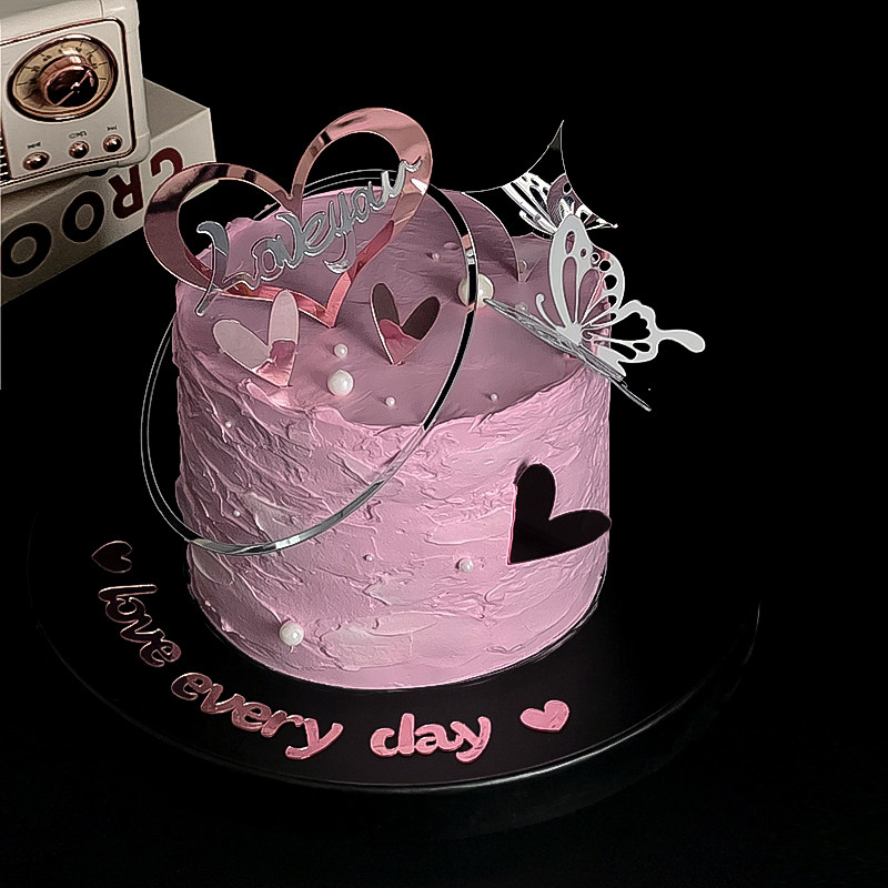 214情人节仙女风蝴蝶亚克力蛋糕装饰插牌双层爱心loveyou烘焙插件,淘宝优惠券,粉丝福利购,淘宝优惠卷