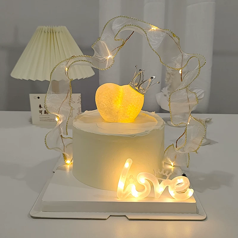 Декор торта на праздник Танабата и День Святого Валентина, светильник-любовная луна, мини-карабинка, пара признания, день рождения, выпечка, платье