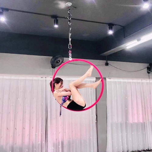 空中舞蹈吊环多功能酒吧商演体操杂技高空单耳不锈钢旋转瑜伽吊环 - 图0