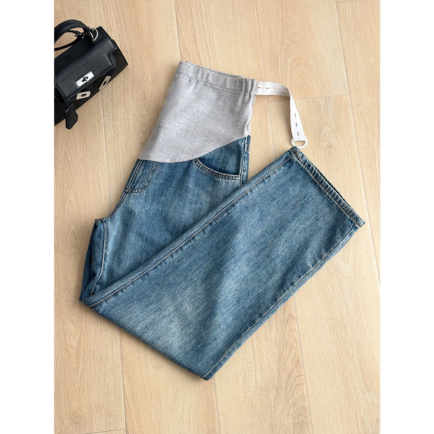 孕妇阔腿牛仔裤子不勒肚子秋冬季2025新款外穿孕期冬装加绒打底裤,淘宝优惠券,粉丝福利购,淘宝优惠卷