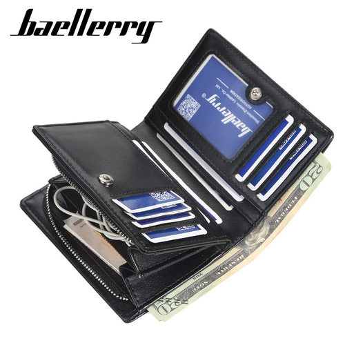 baellerry钱包男士短款欧美竖款多卡位按扣零钱包时尚青年卡包男 - 图0