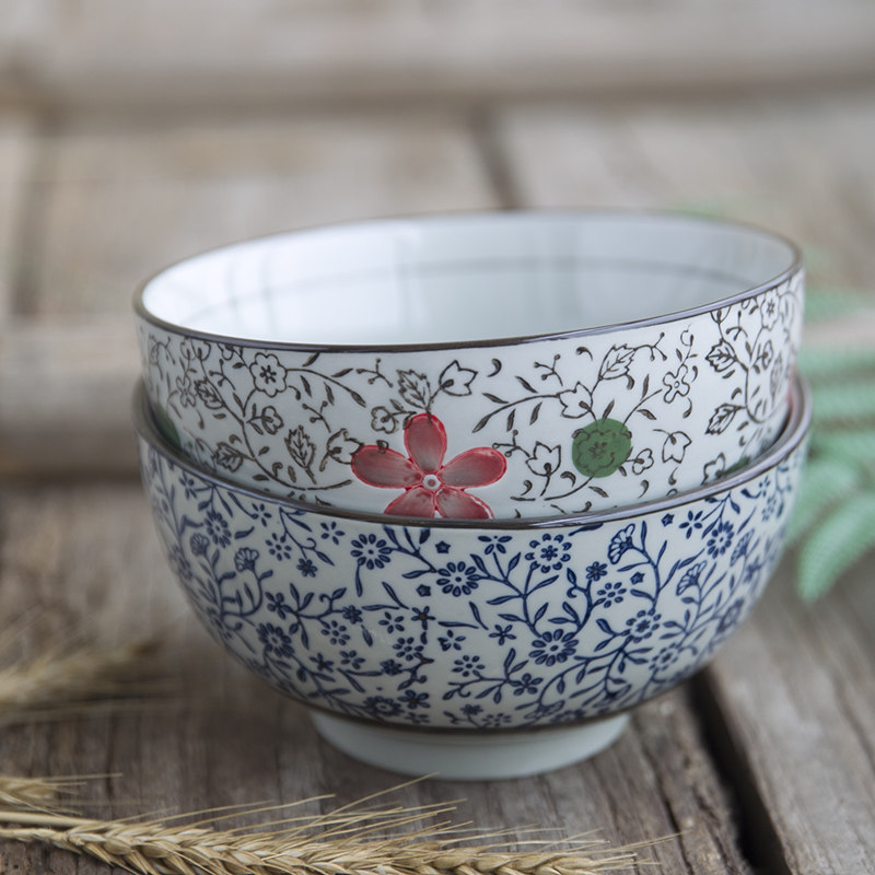 复古浅田系釉下彩日式餐具和风陶瓷碗家用喇叭碗斗笠碗汤碗拉面碗,淘宝优惠券,粉丝福利购,淘宝优惠卷